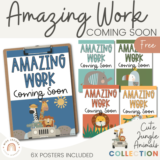 Amazing Work Coming Soon Posters - Cute Jungle Animals Decor