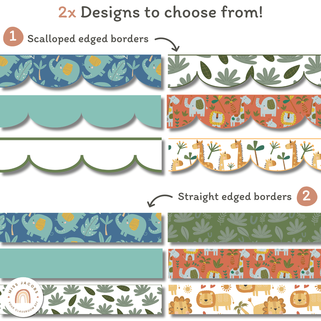 Bulletin Board Borders | Cute Jungle Animals