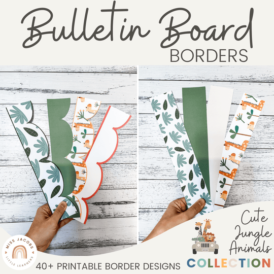 Bulletin Board Borders - Cute Jungle Animals Decor