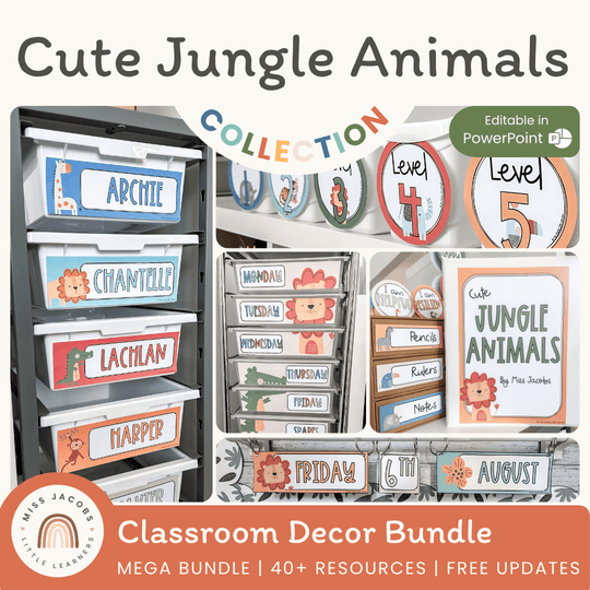 Cute Jungle Animals Safari Classroom Decor Bundle