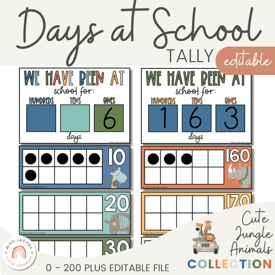 Days At School Tally Display - Cute Jungle Animals Decor