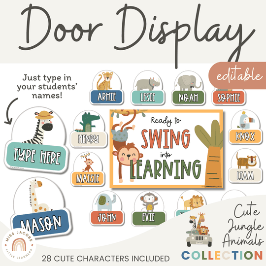 Door Display - Cute Jungle Animals Decor