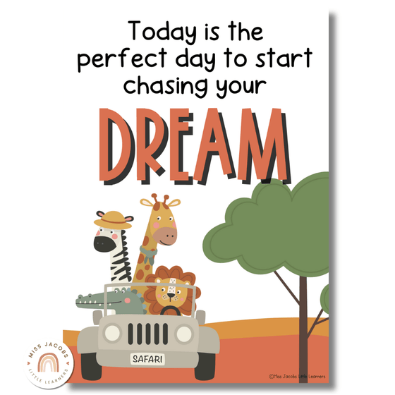 Cute Jungle Animals Safari Motivational Classroom Posters - Miss Jacobs Little Learners