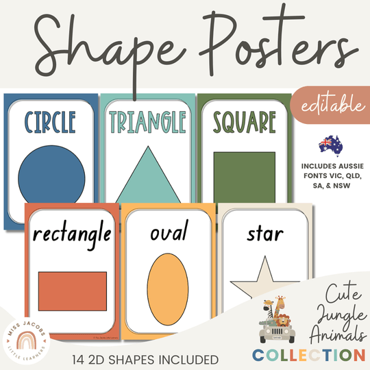 Shape Posters - Cute Jungle Animals Decor