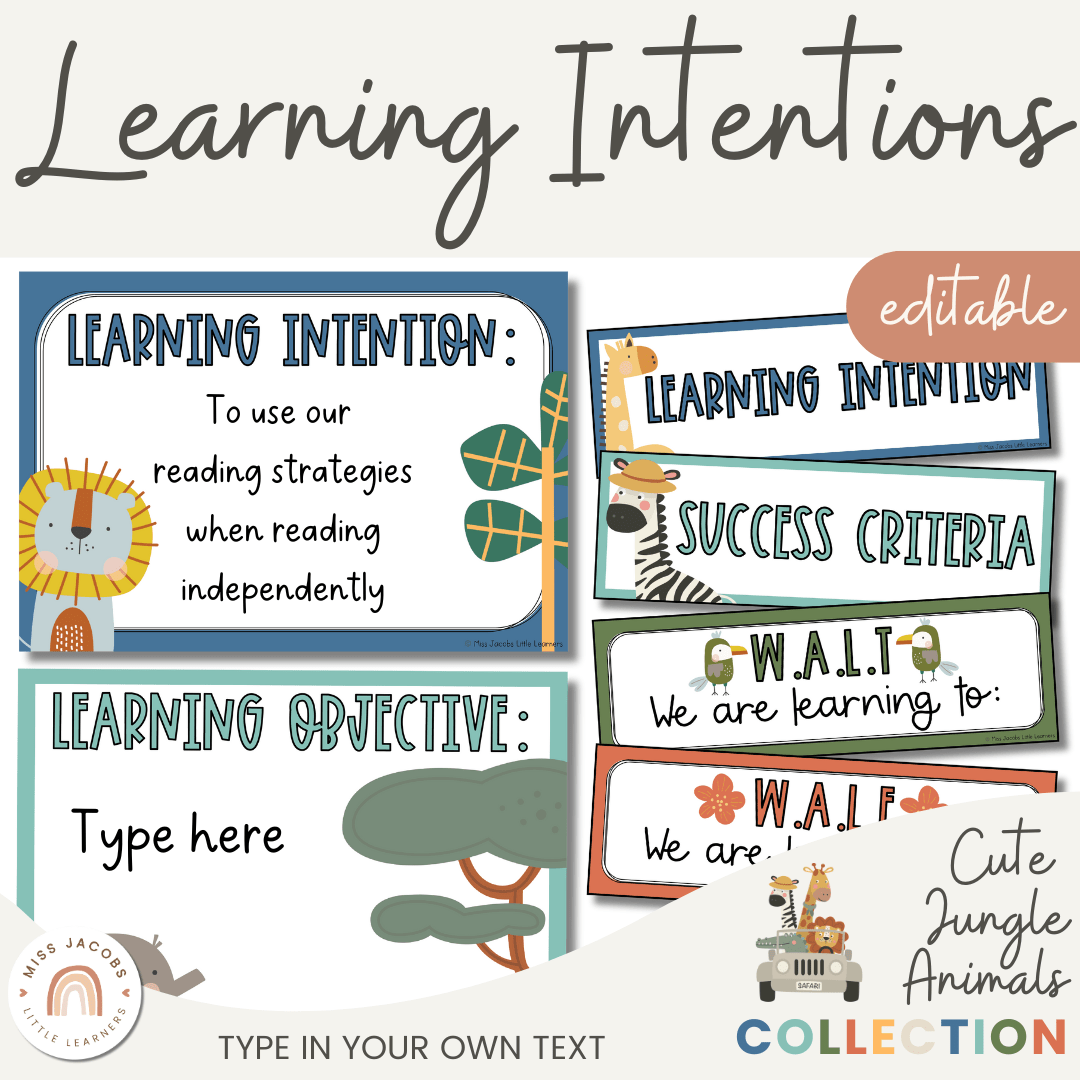 Design Learning Intentions Learning Intentions Posters | Cute Jungle Animals
