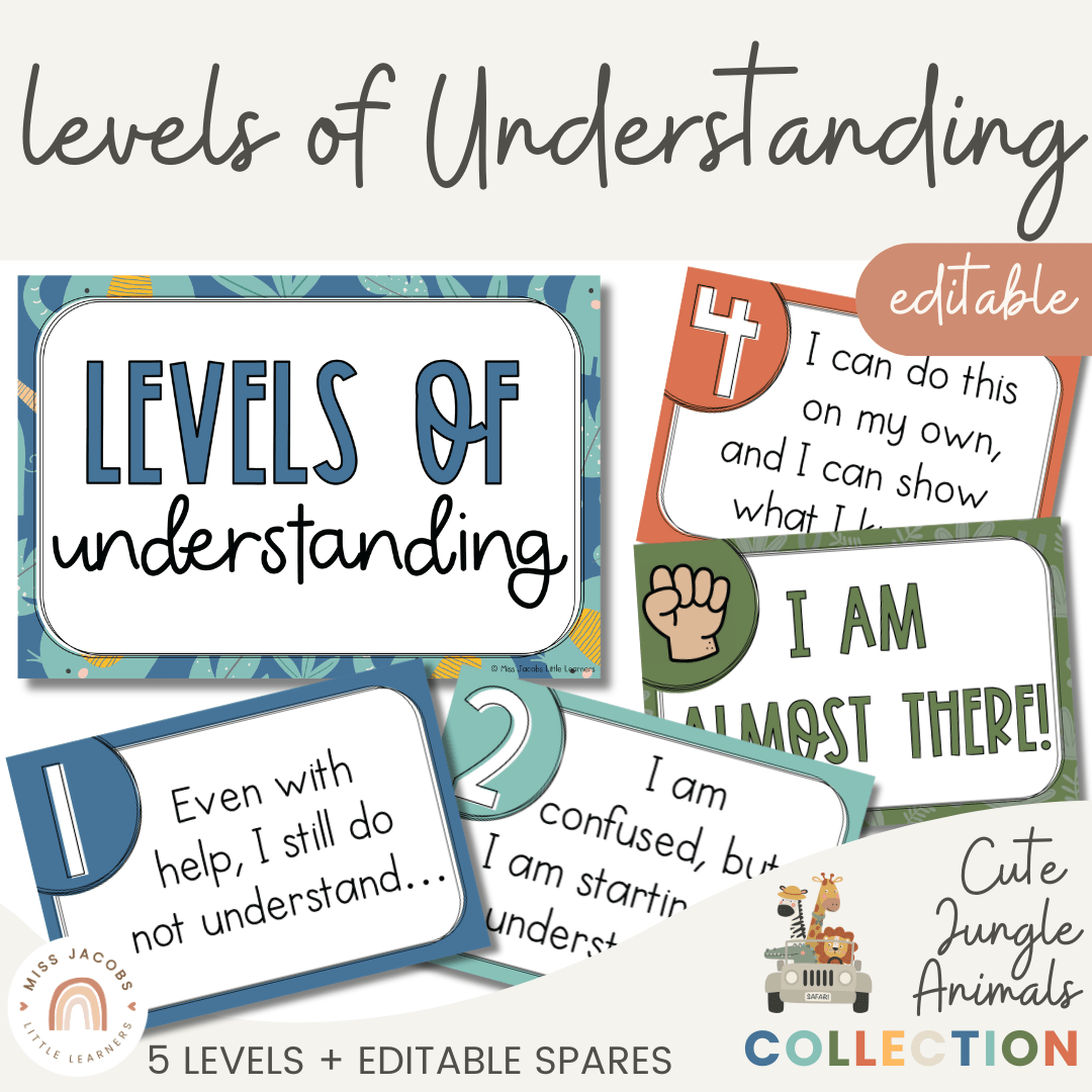 Levels of Understanding Posters | Cute Jungle Animals