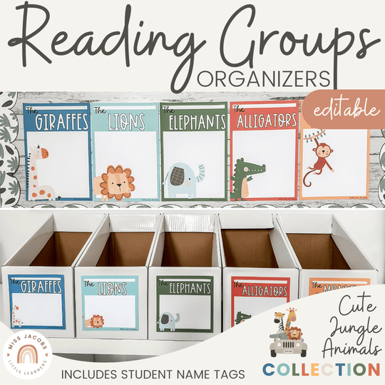 Reading Group Organizers & Labels - Cute Jungle Animals