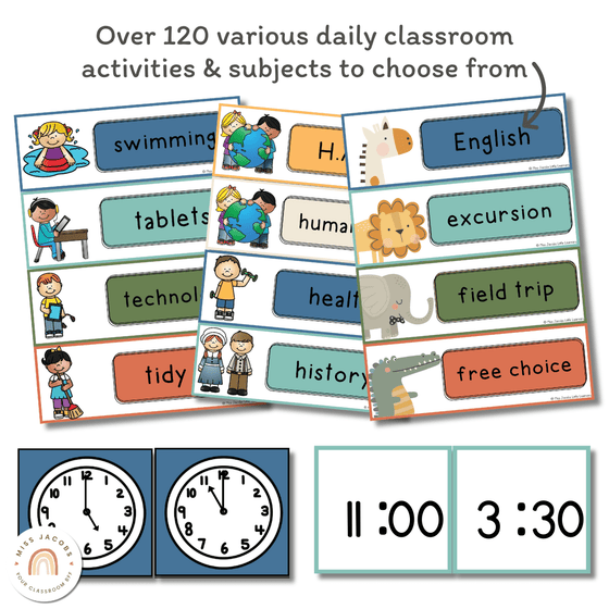 Cute Jungle Safari Animals Visual Timetable and Daily Schedule - Miss Jacobs Little Learners