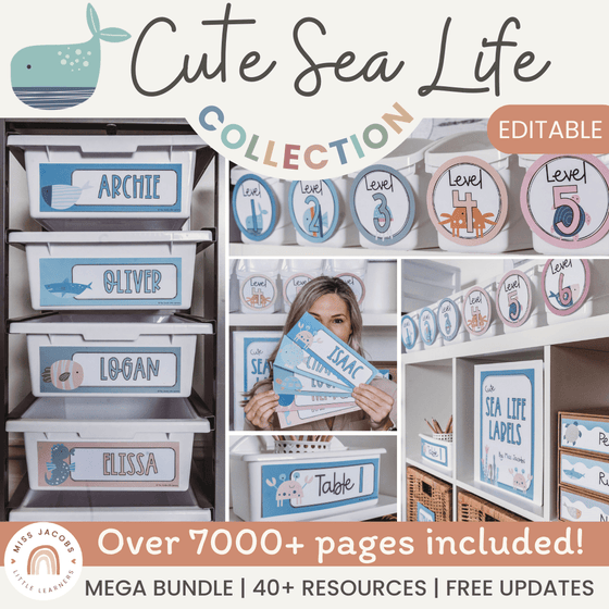 Cute Sea Life Classroom Decor Bundle - Miss Jacobs Little Learners