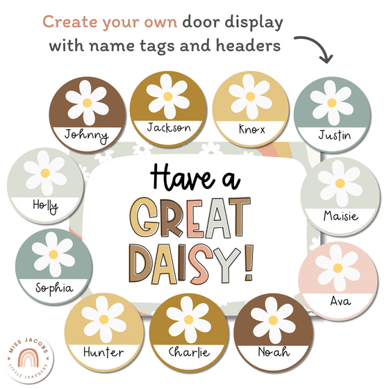 Daisy Door Display or Bulletin Board | Daisy Gingham Classroom Decor - Miss Jacobs Little Learners