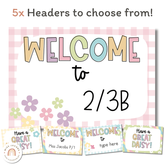 Daisy Door Display or Bulletin Board | Daisy Gingham Classroom Decor | Editable - Miss Jacobs Little Learners