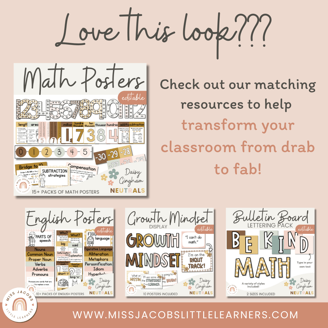Daisy Gingham Classroom Decor - Neutrals Theme - Miss Jacobs