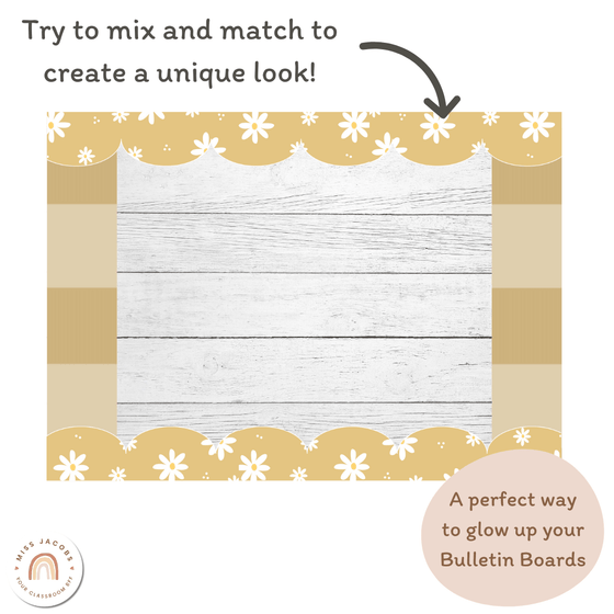 Daisy Gingham Neutrals Bulletin Board Borders - Miss Jacobs Little Learners