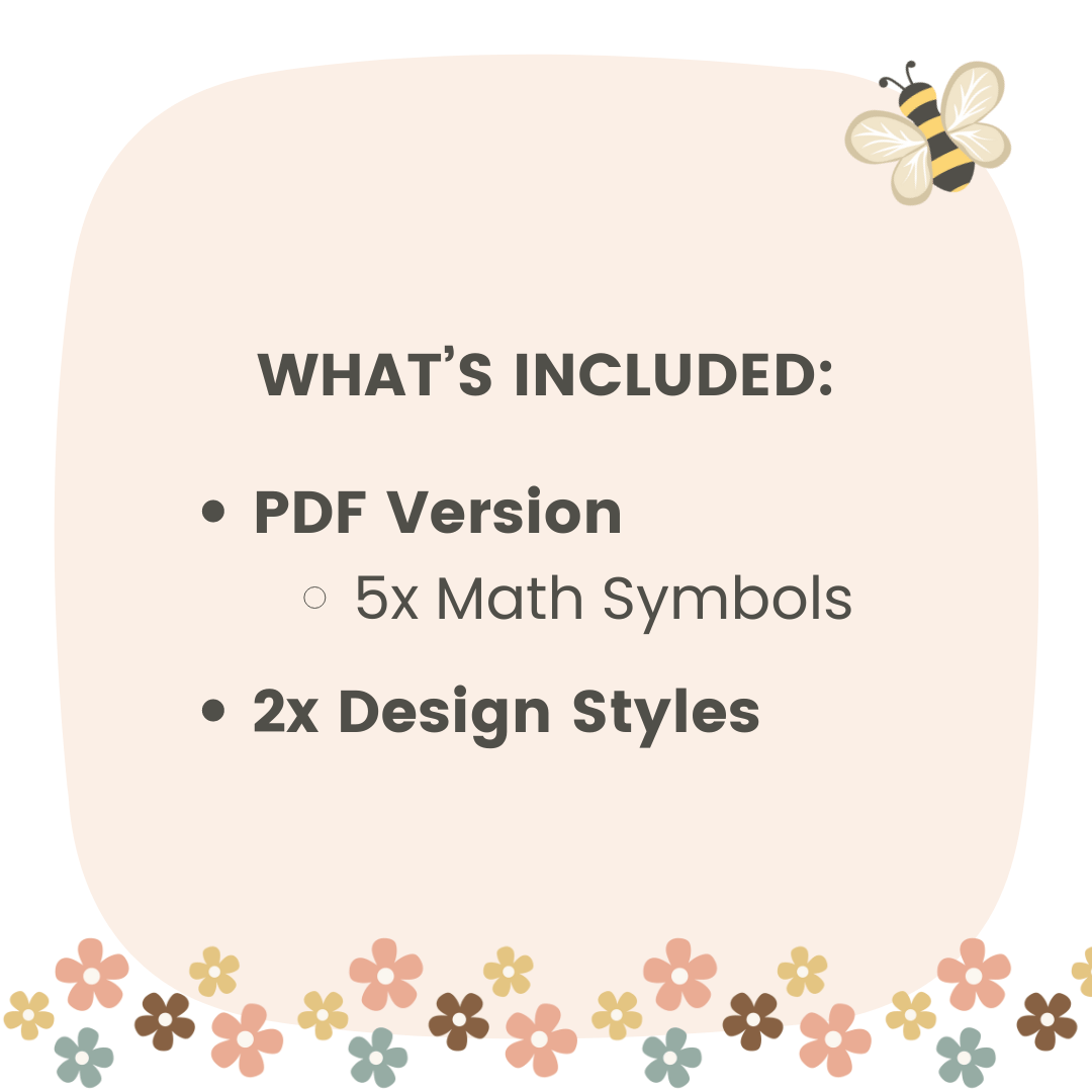 Large Math Symbols - Daisy Gingham Neutrals Decor