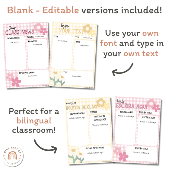 Daisy Gingham Pastels Classroom Newsletter Templates - Miss Jacobs Little Learners