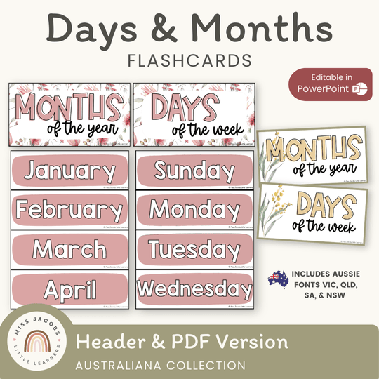 Days and Months - Australiana Classroom Decor