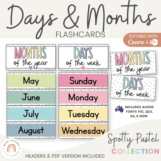 Days and Months - Spotty Pastel Classroom Decor