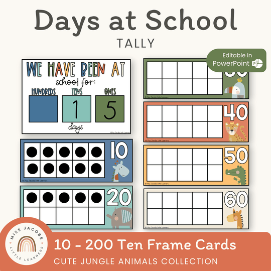 Days At School Tally Display - Cute Jungle Animals Decor