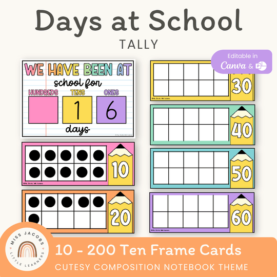 Days At School Tally Display - Cutesy Classroom Decor