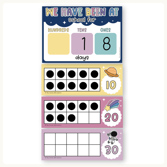 Days at School Tally Display - Dreamy Space Theme Classroom Decor - Miss Jacobs Little Learners