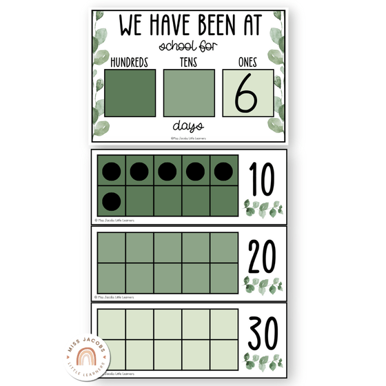 Days At School Tally Display - Modern Botanical Classroom Decor - Miss Jacobs Little Learners