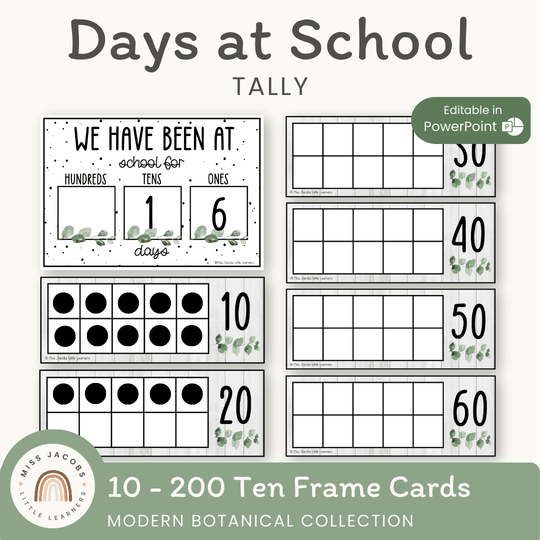 Days At School Tally Display - Modern Botanical Classroom Decor