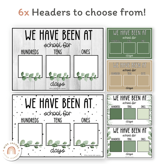Days At School Tally Display - Modern Botanical Classroom Decor - Miss Jacobs Little Learners
