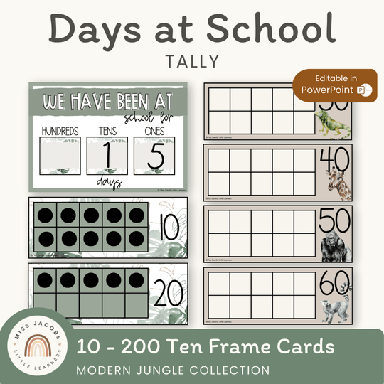 Days At School Tally Display - Modern Jungle Classroom Decor