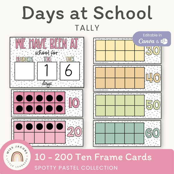 Days At School Tally Display - Spotty Pastel Decor - Miss Jacobs Little Learners