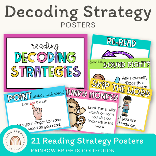 Decoding Reading Strategies - including Animal Beanie Baby Strategies | Rainbow