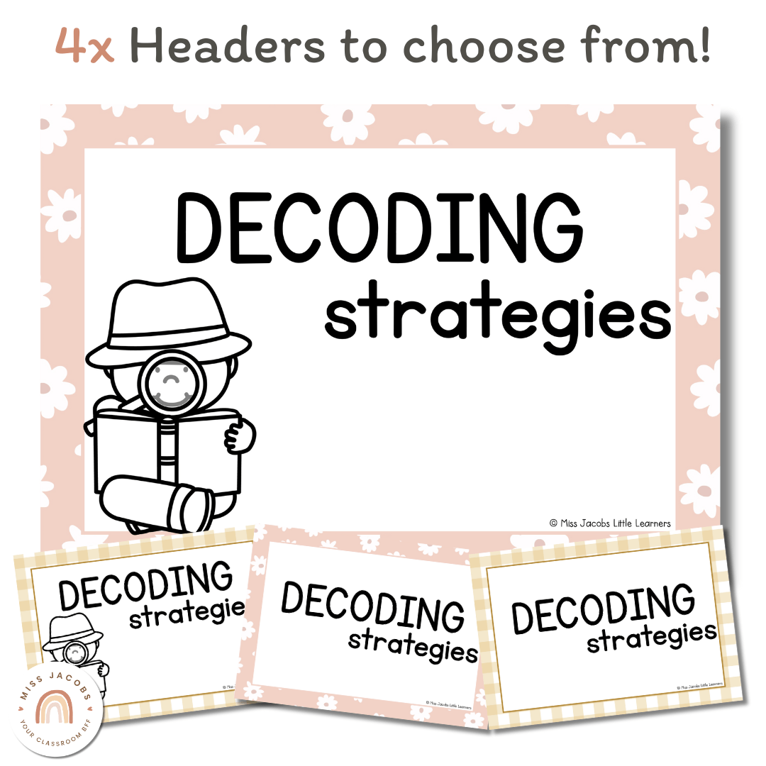 Reading Decoding Strategies Posters - Daisy Gingham Neutrals