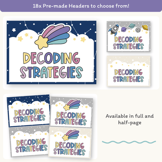 Decoding Reading Strategies Posters - Dreamy Space Theme - Miss Jacobs Little Learners