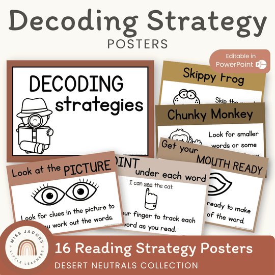 Decoding Strategy Posters | BOHO VIBES | Desert Neutrals Decor | Editable