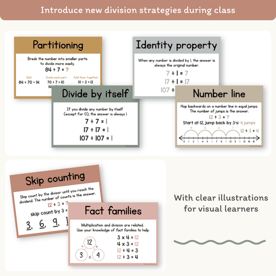 Division Strategies Posters - Boho Neutrals Classroom Decor - Miss Jacobs Little Learners