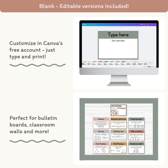 Division Strategies Posters - Boho Neutrals Classroom Decor - Miss Jacobs Little Learners