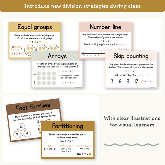 Division Strategies Posters - Daisy Gingham Neutrals Classroom Decor - Miss Jacobs Little Learners
