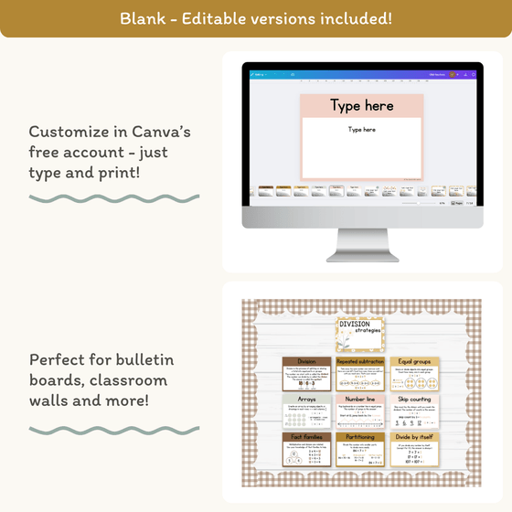Division Strategies Posters - Daisy Gingham Neutrals Classroom Decor - Miss Jacobs Little Learners