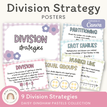  Division Strategies Posters - Daisy Gingham Pastels Classroom Decor - Miss Jacobs Little Learners