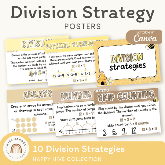 Division Strategies Posters - Happy Hive Math Decor