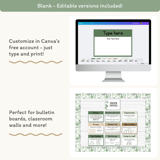 Division Strategies Posters - Modern Botanical Classroom Decor - Miss Jacobs Little Learners