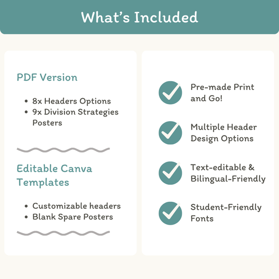Division Strategies Posters - Rainbow Calm Colors Classroom Decor - Miss Jacobs Little Learners
