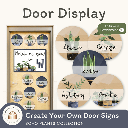 Door Display - Boho Plants Classroom Decor