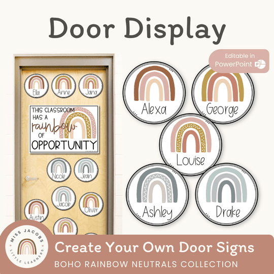 Door Display - Boho Rainbow Neutrals Classroom Decor