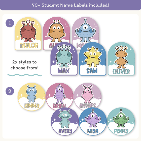 Door Display Cute Aliens - Dreamy Space Classroom Decor - Miss Jacobs Little Learners