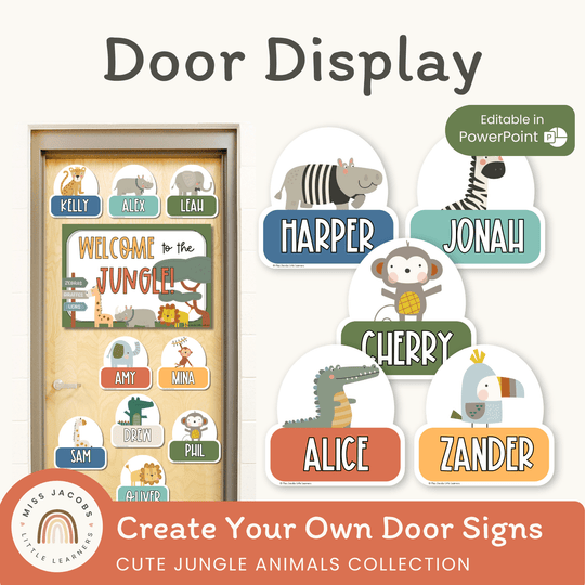 Door Display - Cute Jungle Animals Decor