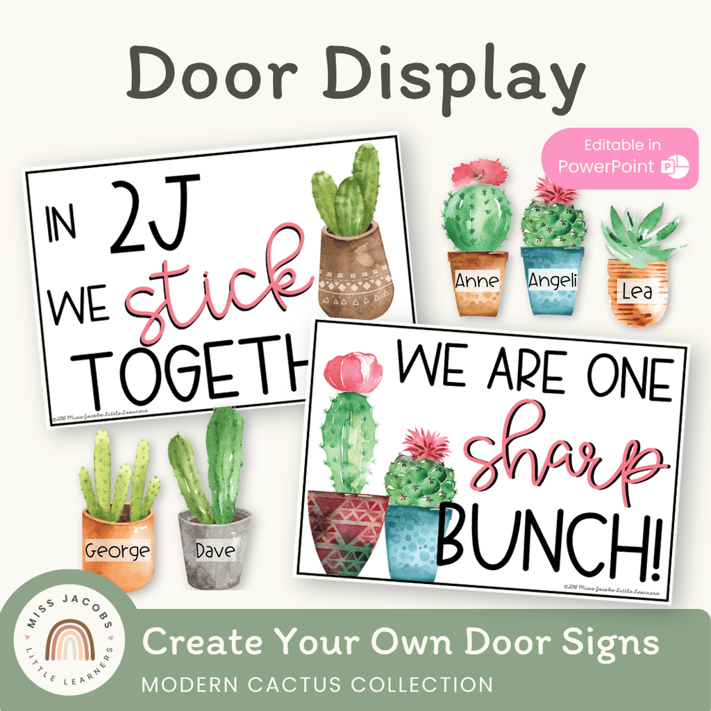 succulent theme classroom Door Display