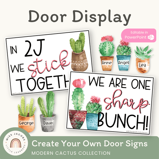 Door Display - Modern Cactus & Succulent Classroom Decor
