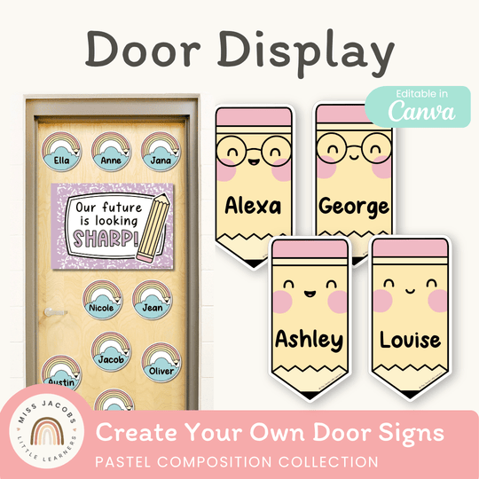Door Display - Pastel Composition Notebook Classroom Decor