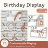 Earthy Boho Rainbow Birthday Display | Editable Neutral Classroom Decor - Miss Jacobs Little Learners