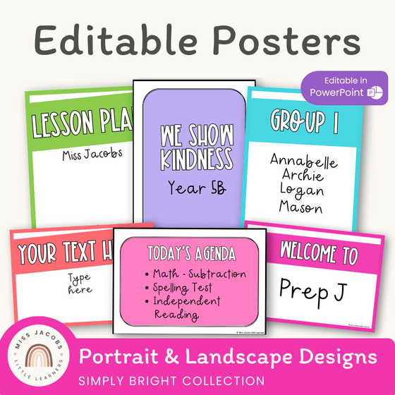 Editable Classroom Posters | Brights Classroom Decor – Miss Jacobs ...